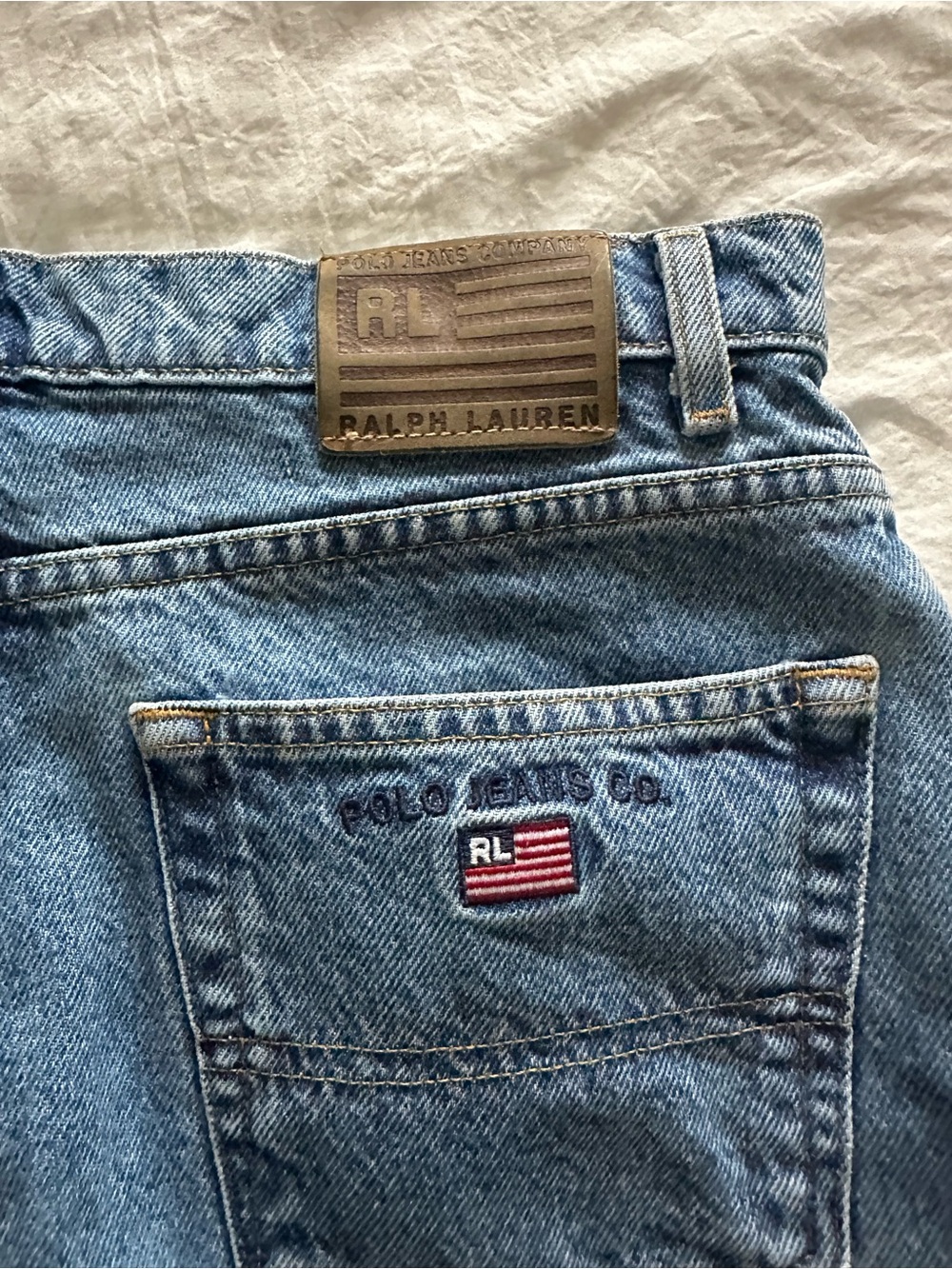 Ralph Lauren unisex Denim Relaxed Jeans with Flag Patch